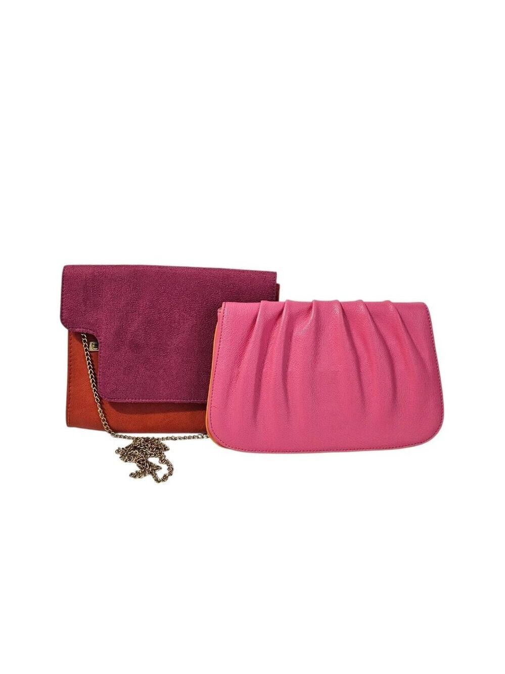 Bundle BAEKGAARD Pink Orange Clutch PUREOLOGY Chain Link Strap Crossbody Bag